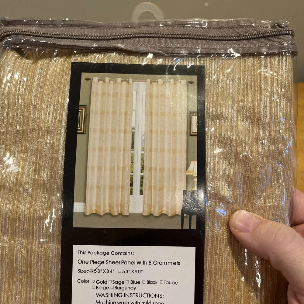 Vivatex Ilia Grommet Curtain Panels Gold Sheer‎ Polyester 53x84